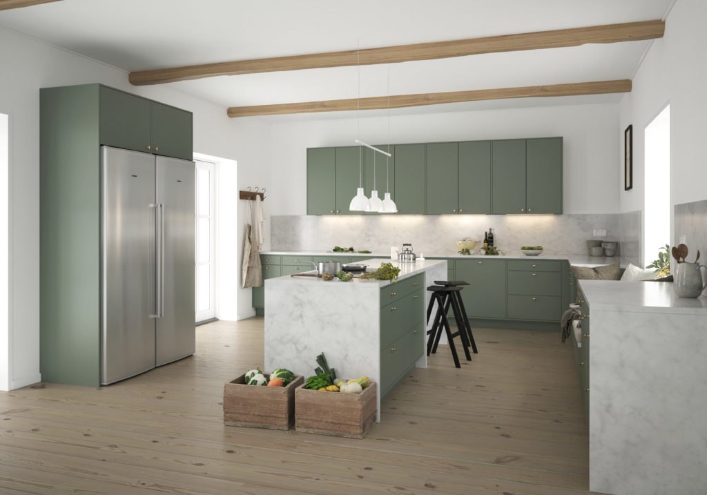 Kök med gröna köksluckor, Arkitekt 19, Nordanro Flex
