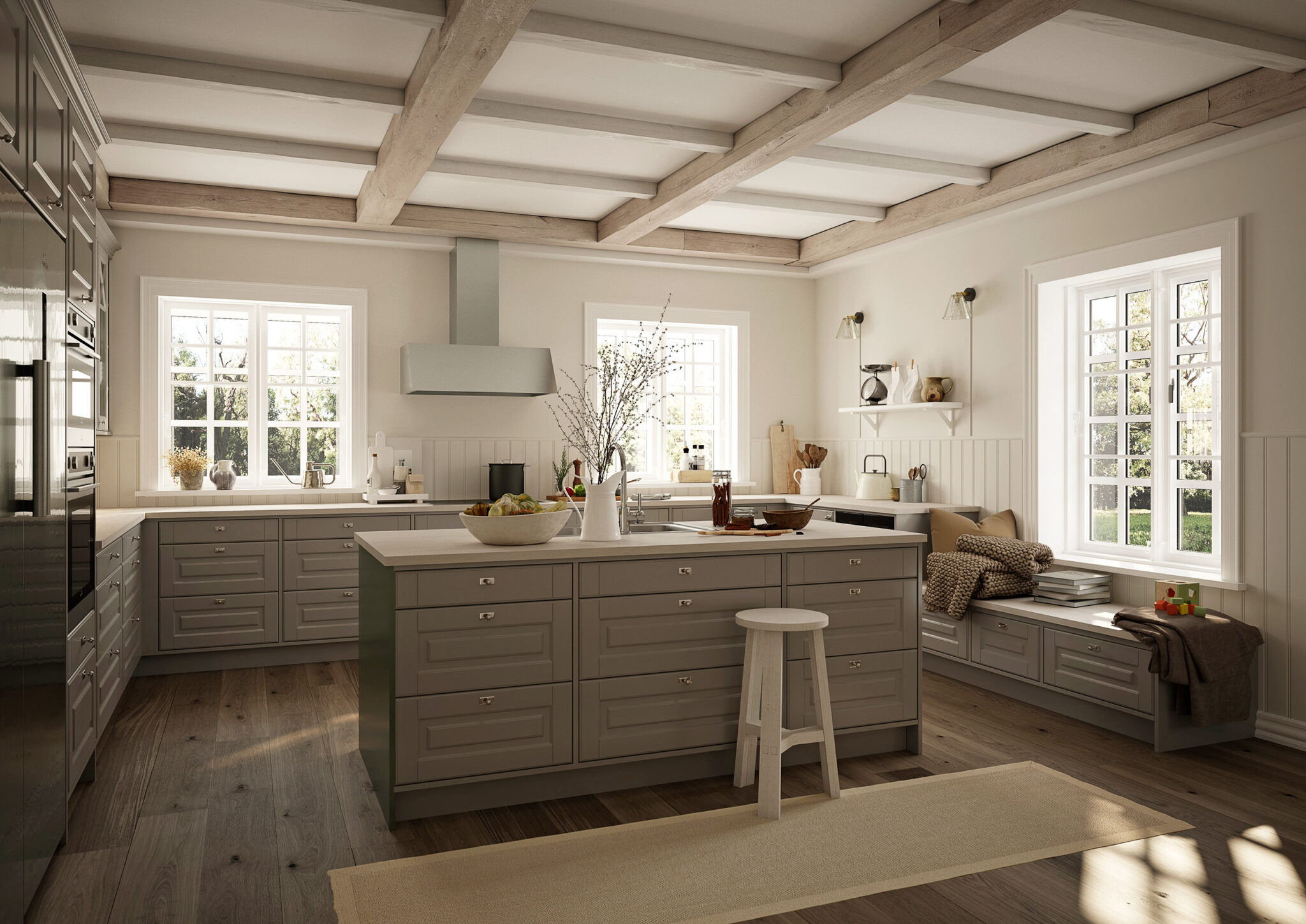 Ett lantkök i gråa nyanser