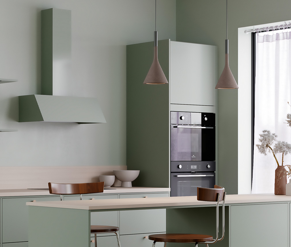 Modernt och stilrent kök i grön färg