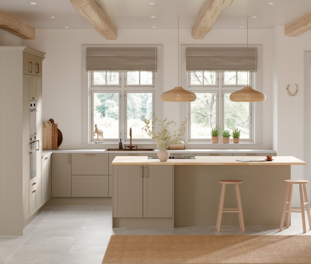 Tidlöst öppet kök med köksö